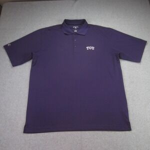 TCU Horned Frogs Polo Shirt Mens Large L Purple NCAA Antigua Embroidered Golf